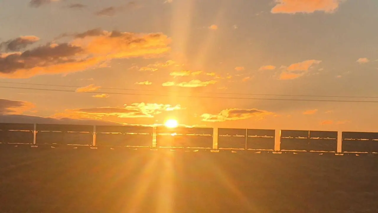 Sunset over an outback train line.